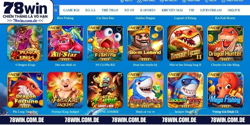 Sảnh bắn cá 78WIN mang đến cơ hội săn thưởng khủng